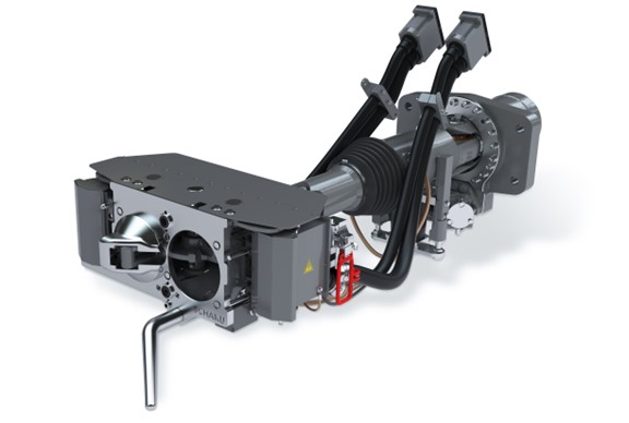 Gas-Hydraulic Industrial Shock Absorber mounted on S-Bahn integrated in Automatic Front Coupler (SCHAKU) 
