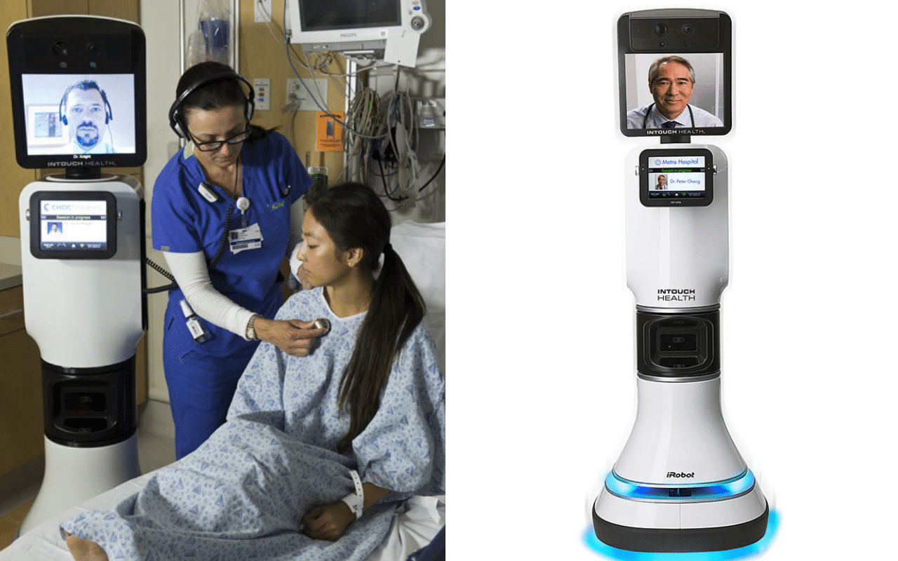 The company InTouch Health has developed a telepresence robot called Vici that is used by doctors who are located away from their patients.